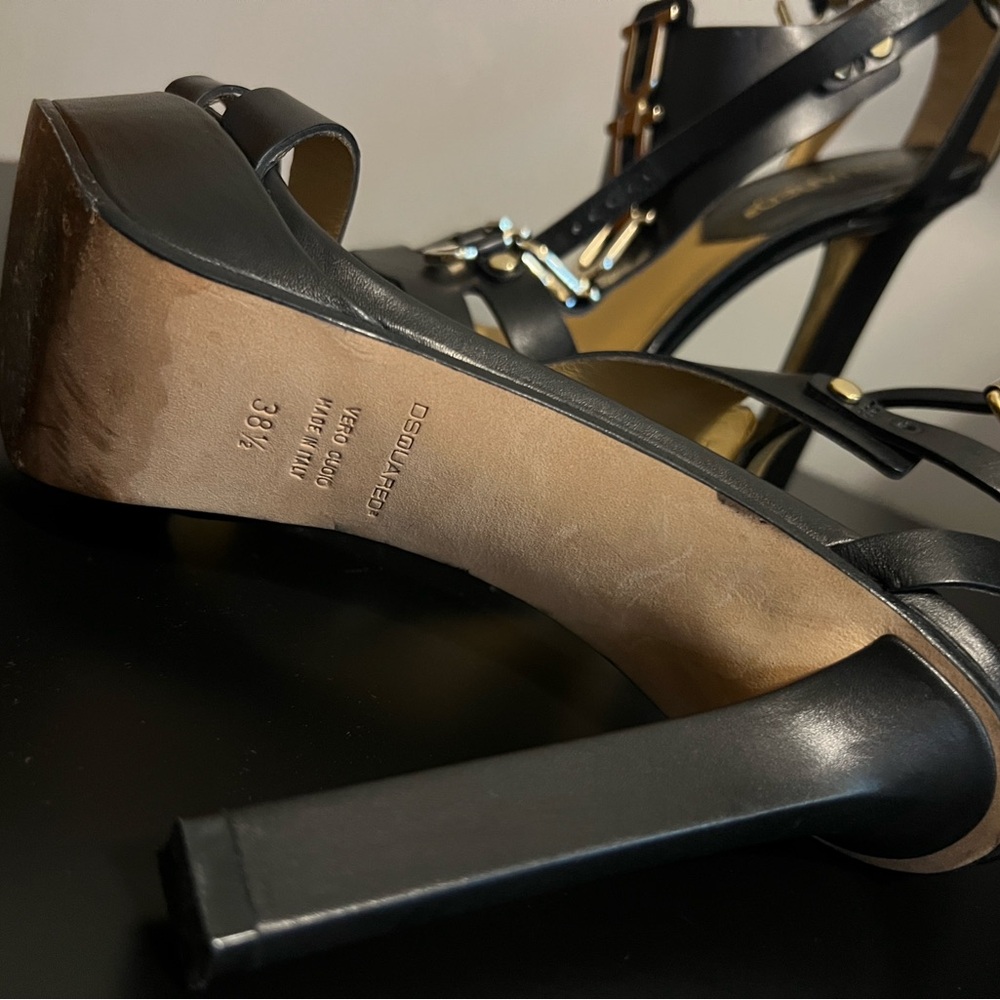 Vintage Dsquared Black Heels with Gold Accents - Picture 7 of 7